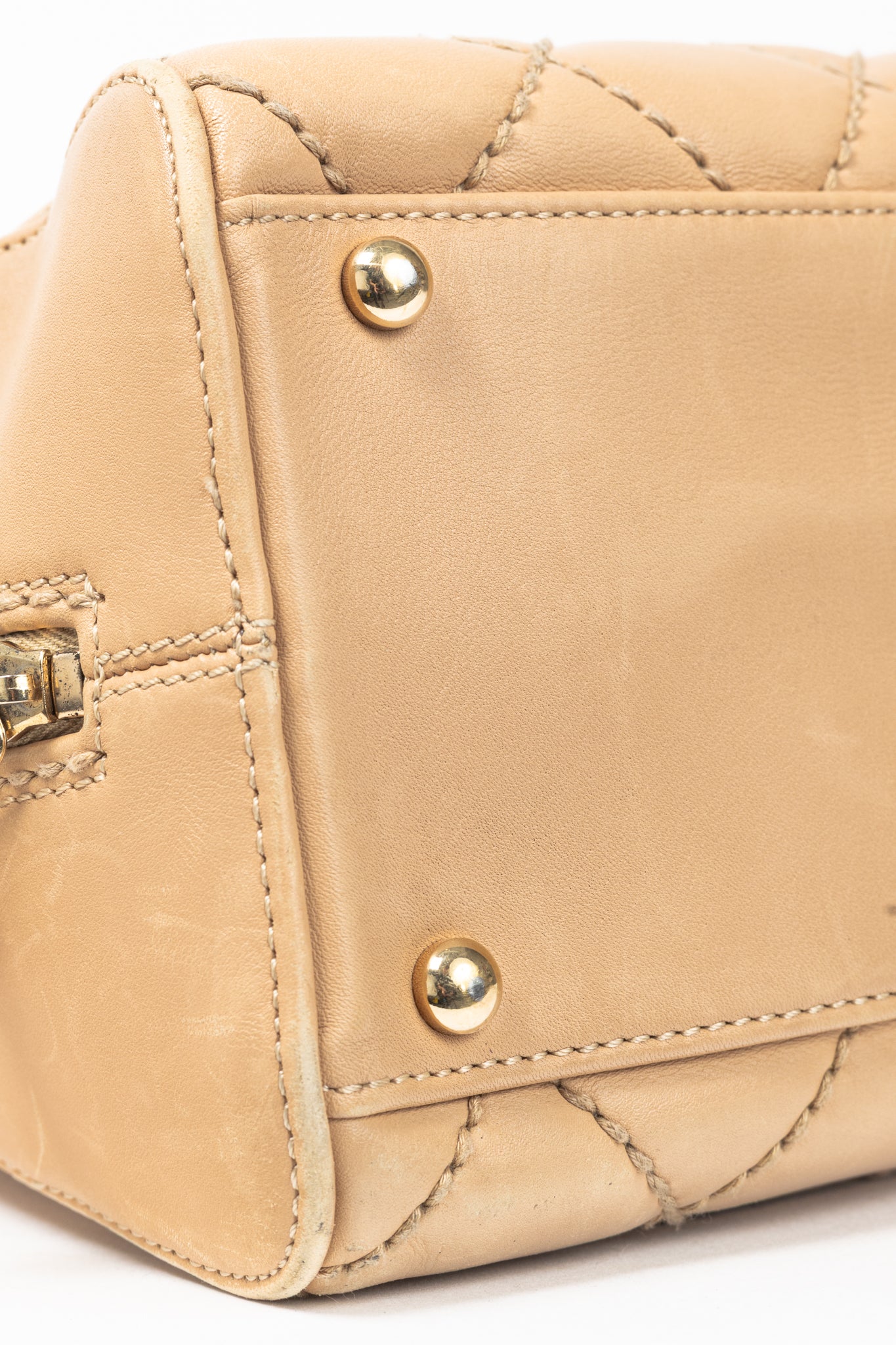 Chanel Wild Stitch Sand CC Quilted Leather Tote