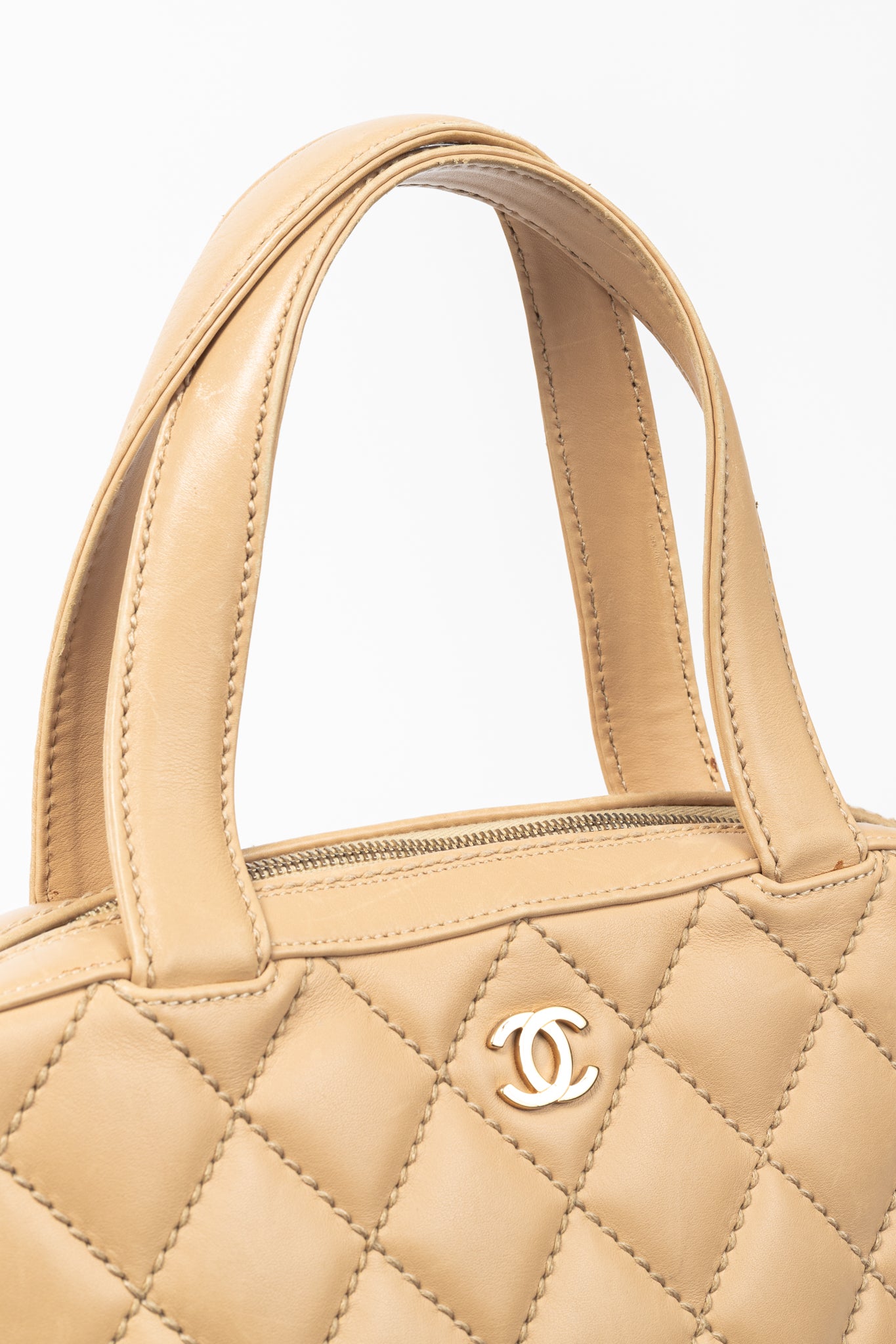 Chanel Wild Stitch Sand CC Quilted Leather Tote