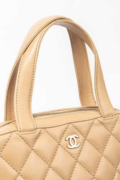 Chanel Wild Stitch Sand CC Quilted Leather Tote