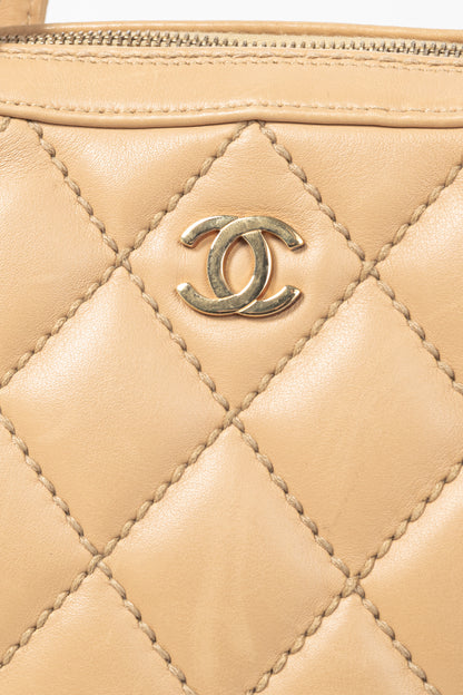 Chanel Wild Stitch Sand CC Quilted Leather Tote