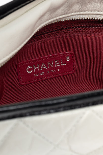 Chanel Medium Gabrielle Hobo White & Black Aged Calfskin Quilted-Leather Shoulder Bag