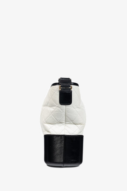 Chanel Medium Gabrielle Hobo White & Black Aged Calfskin Quilted-Leather Shoulder Bag