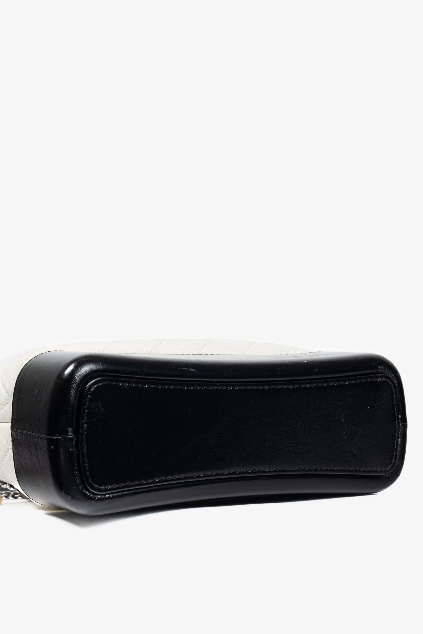 Chanel Medium Gabrielle Hobo White & Black Aged Calfskin Quilted-Leather Shoulder Bag