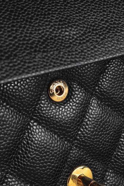 Chanel Timeless Black Caviar Leather Classic Jumbo Double Flap Bag