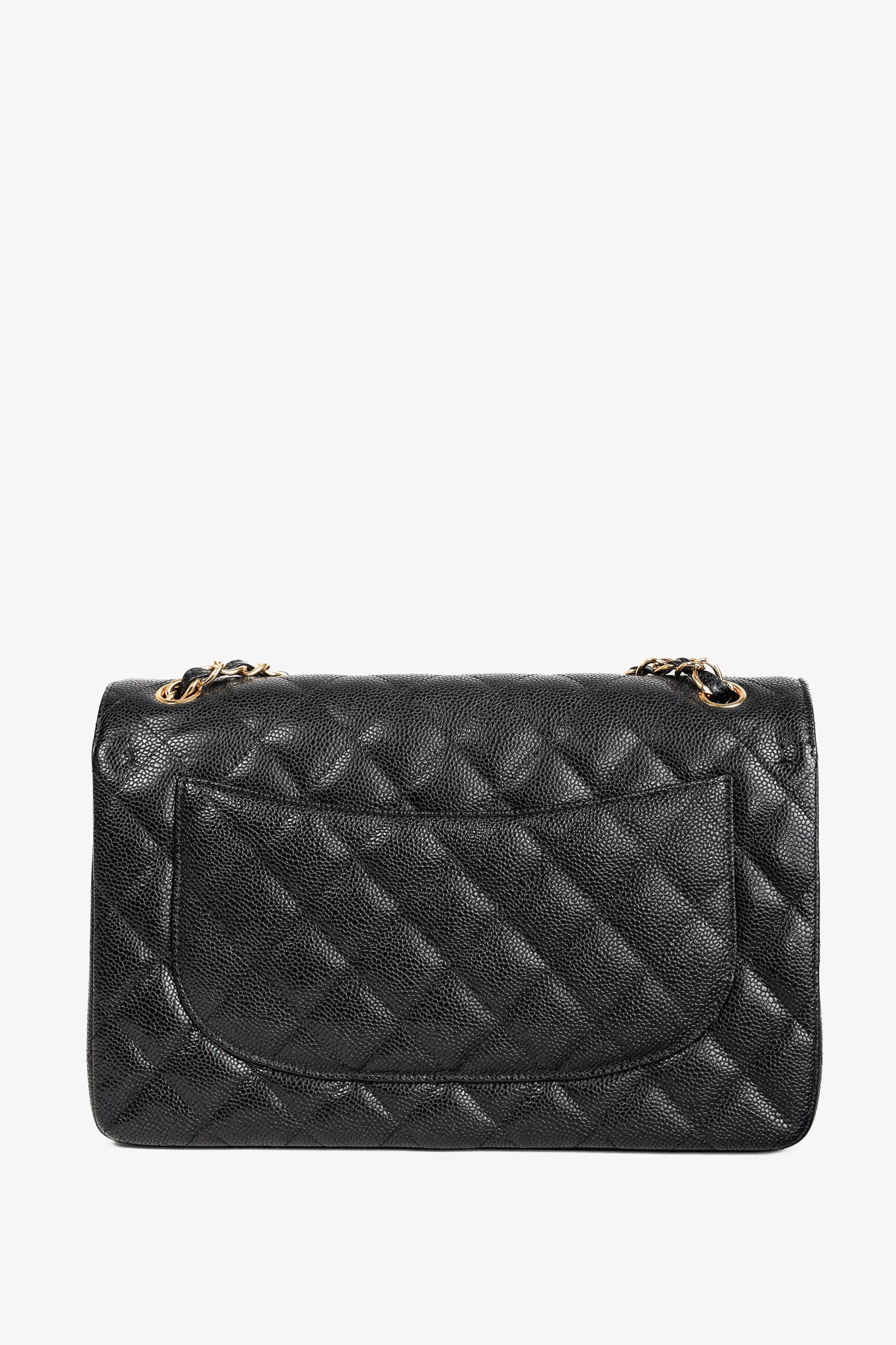 Chanel Timeless Black Caviar Leather Classic Jumbo Double Flap Bag