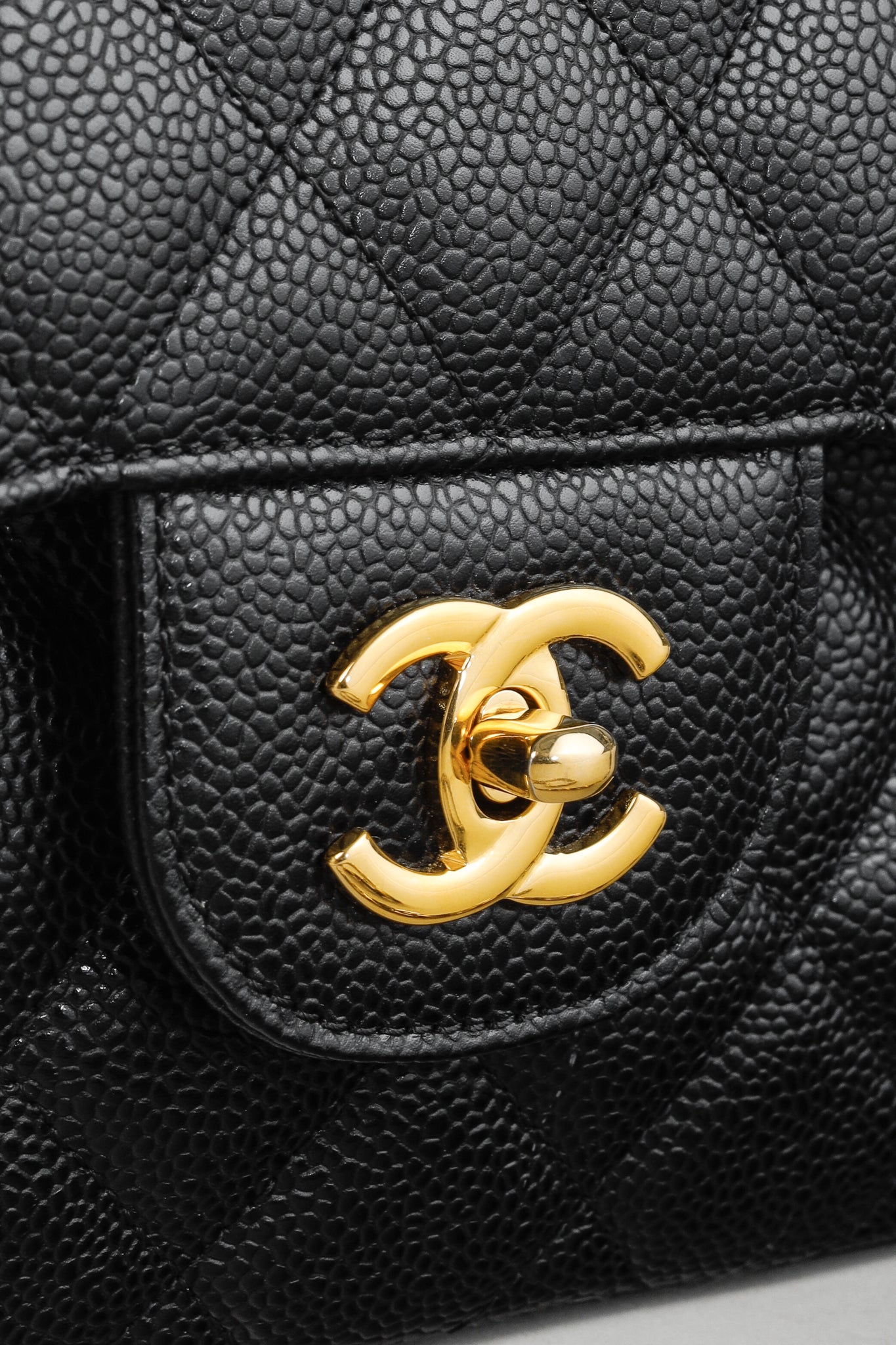 Chanel Timeless Black Caviar Leather Classic Jumbo Double Flap Bag