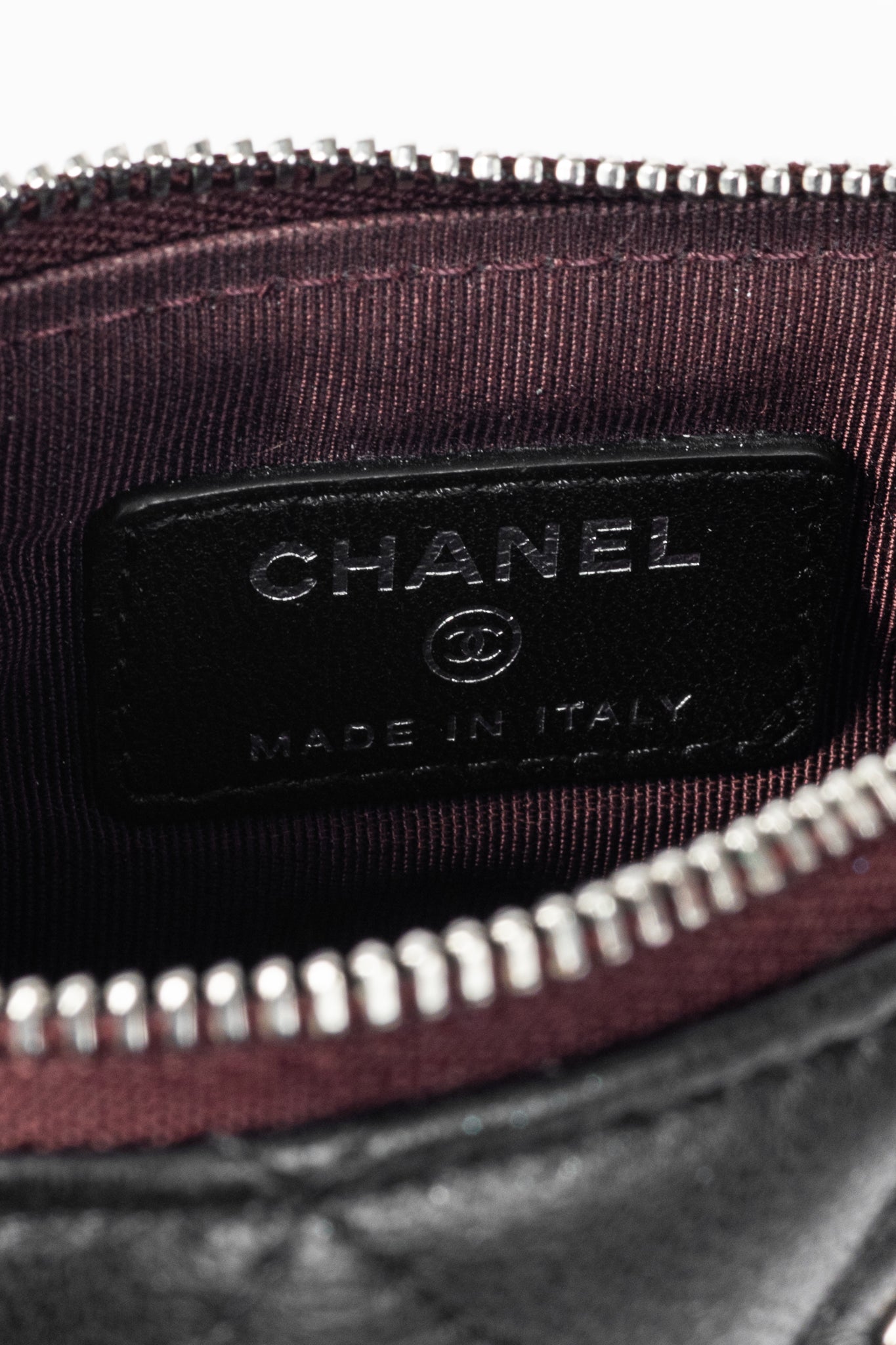 Chanel Black Lambskin Classic Zipped O Pouch