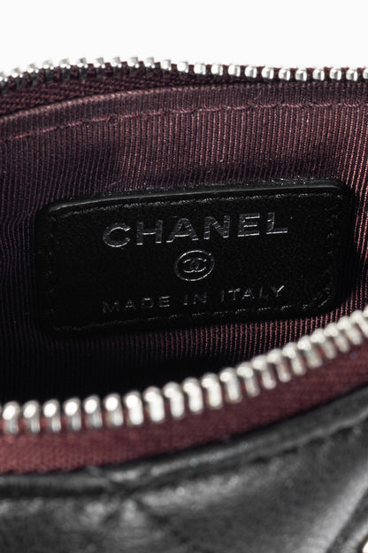 Chanel Black Lambskin Classic Zipped O Pouch