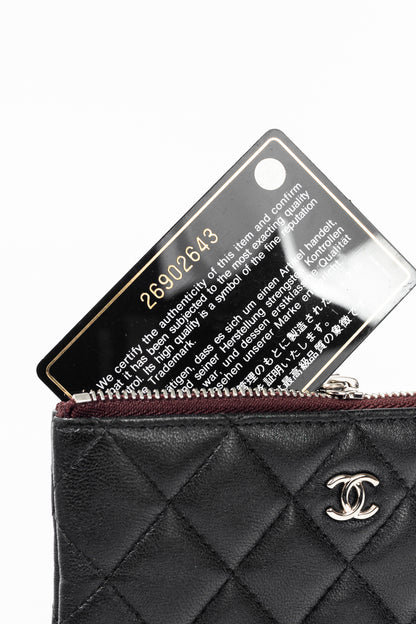 Chanel Black Lambskin Classic Zipped O Pouch