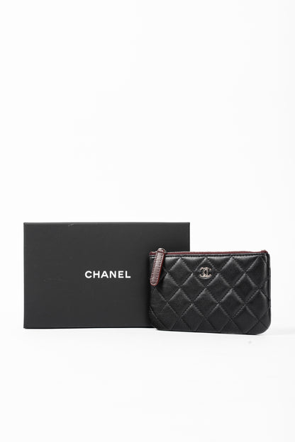 Chanel Black Lambskin Classic Zipped O Pouch