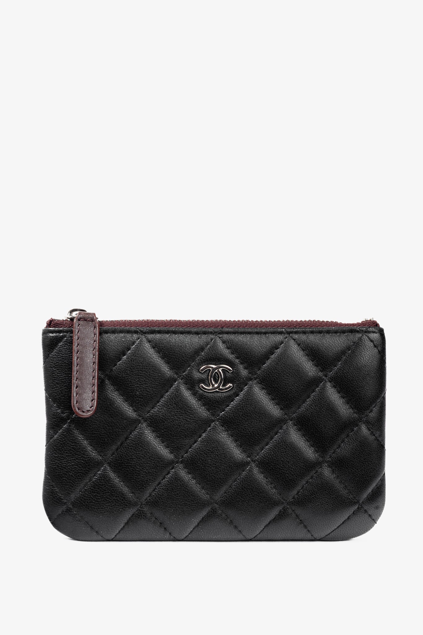 Chanel Black Lambskin Classic Zipped O Pouch