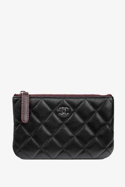 Chanel Black Lambskin Classic Zipped O Pouch
