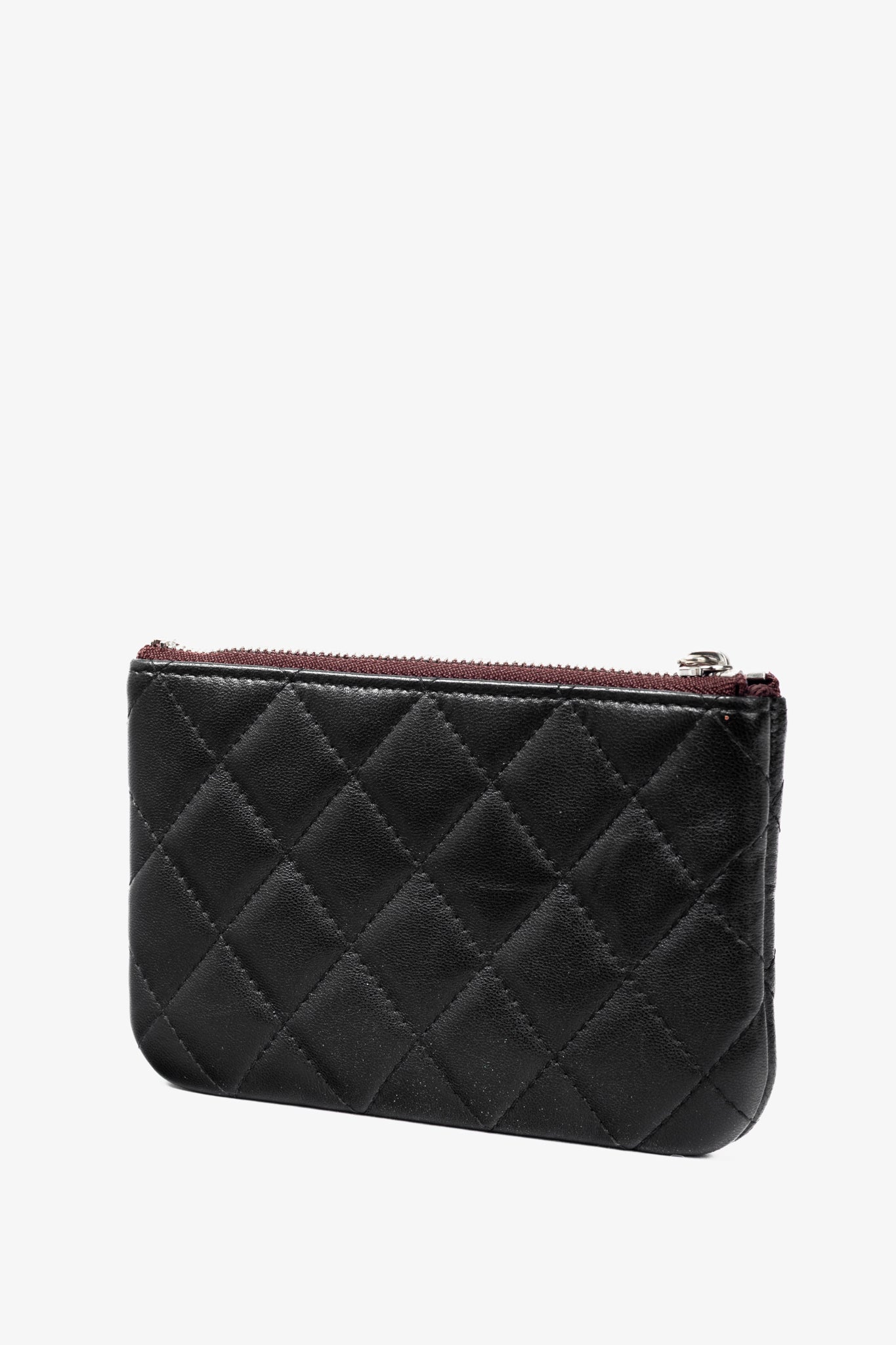 Chanel Black Lambskin Classic Zipped O Pouch