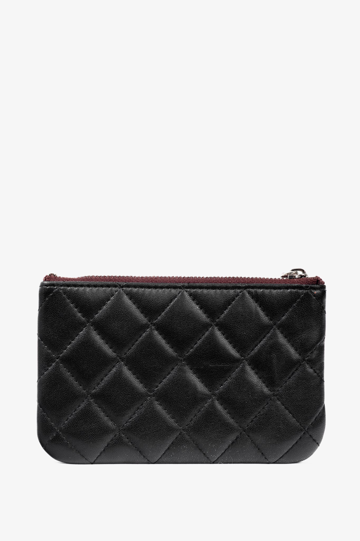 Chanel Black Lambskin Classic Zipped O Pouch