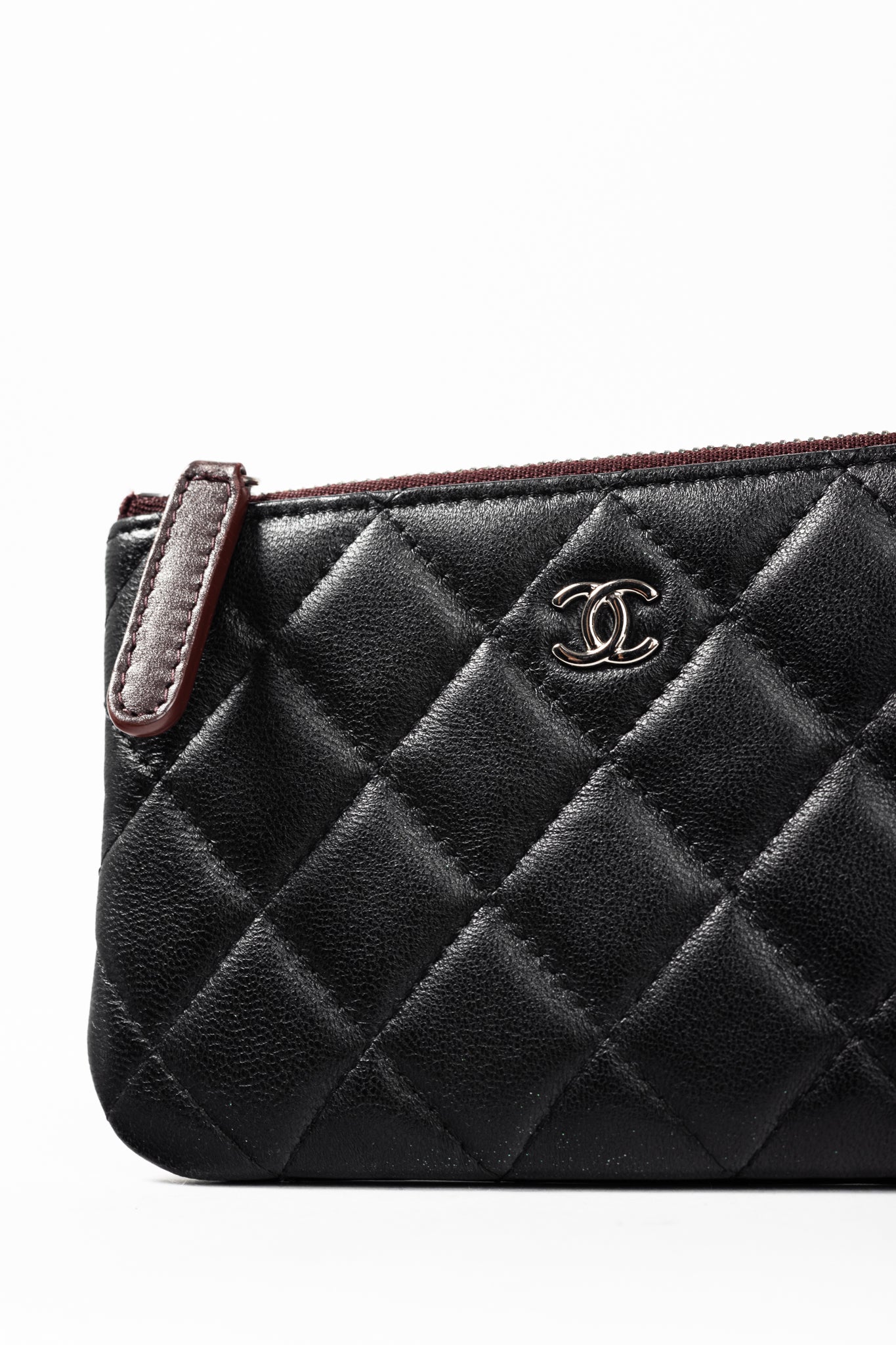 Chanel Black Lambskin Classic Zipped O Pouch