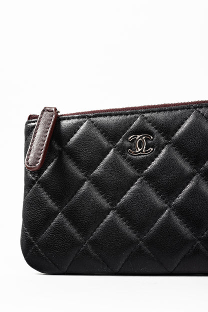 Chanel Black Lambskin Classic Zipped O Pouch