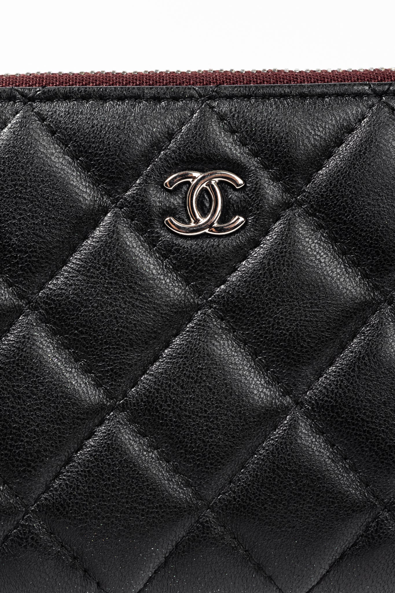 Chanel Black Lambskin Classic Zipped O Pouch