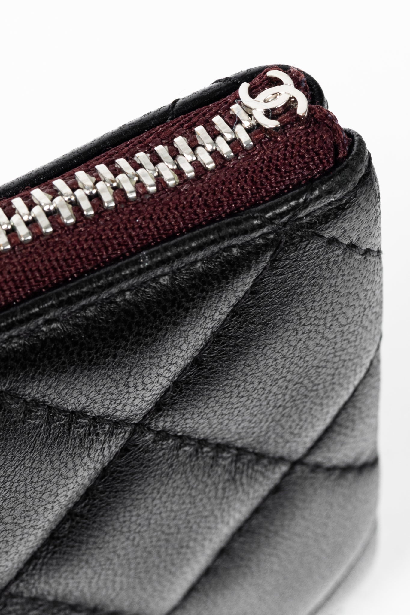 Chanel Black Lambskin Classic Zipped O Pouch