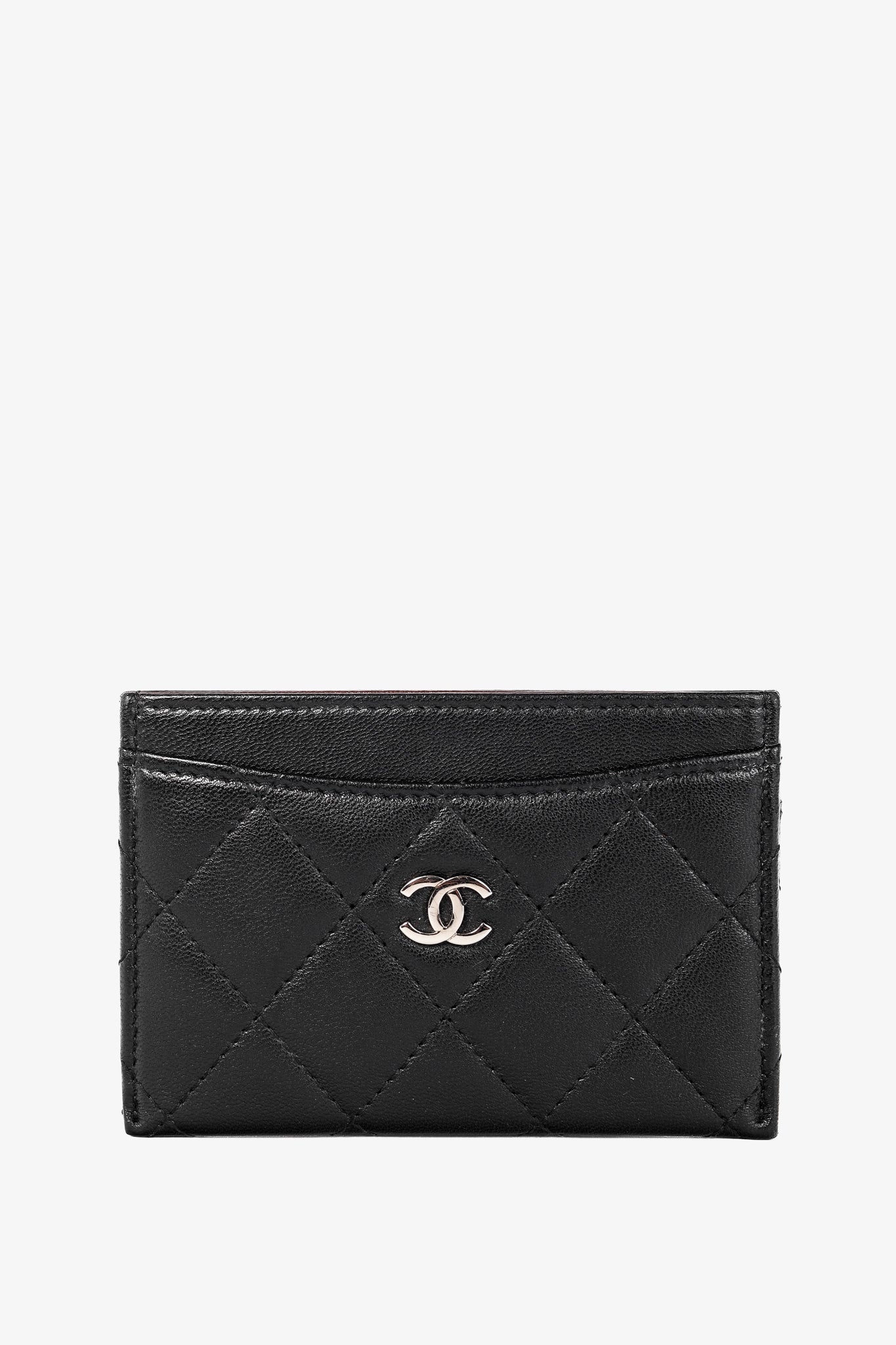 Chanel Black Lambskin Leather Quilted CC Card Holder