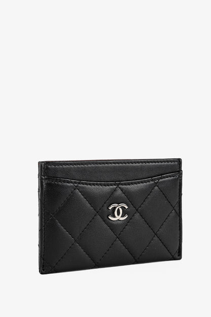 Chanel Black Lambskin Leather Quilted CC Card Holder