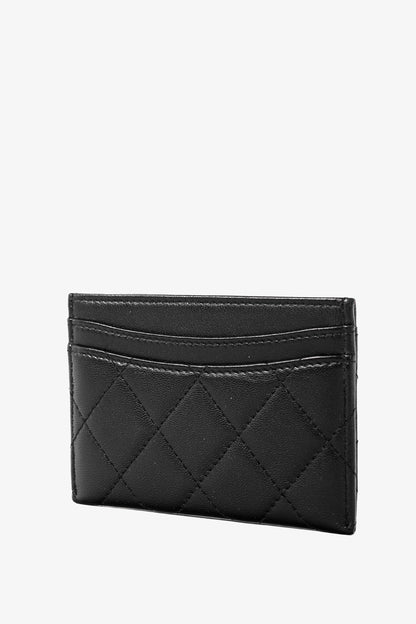 Chanel Black Lambskin Leather Quilted CC Card Holder