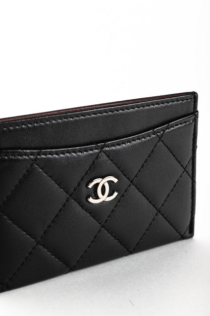 Chanel Black Lambskin Leather Quilted CC Card Holder