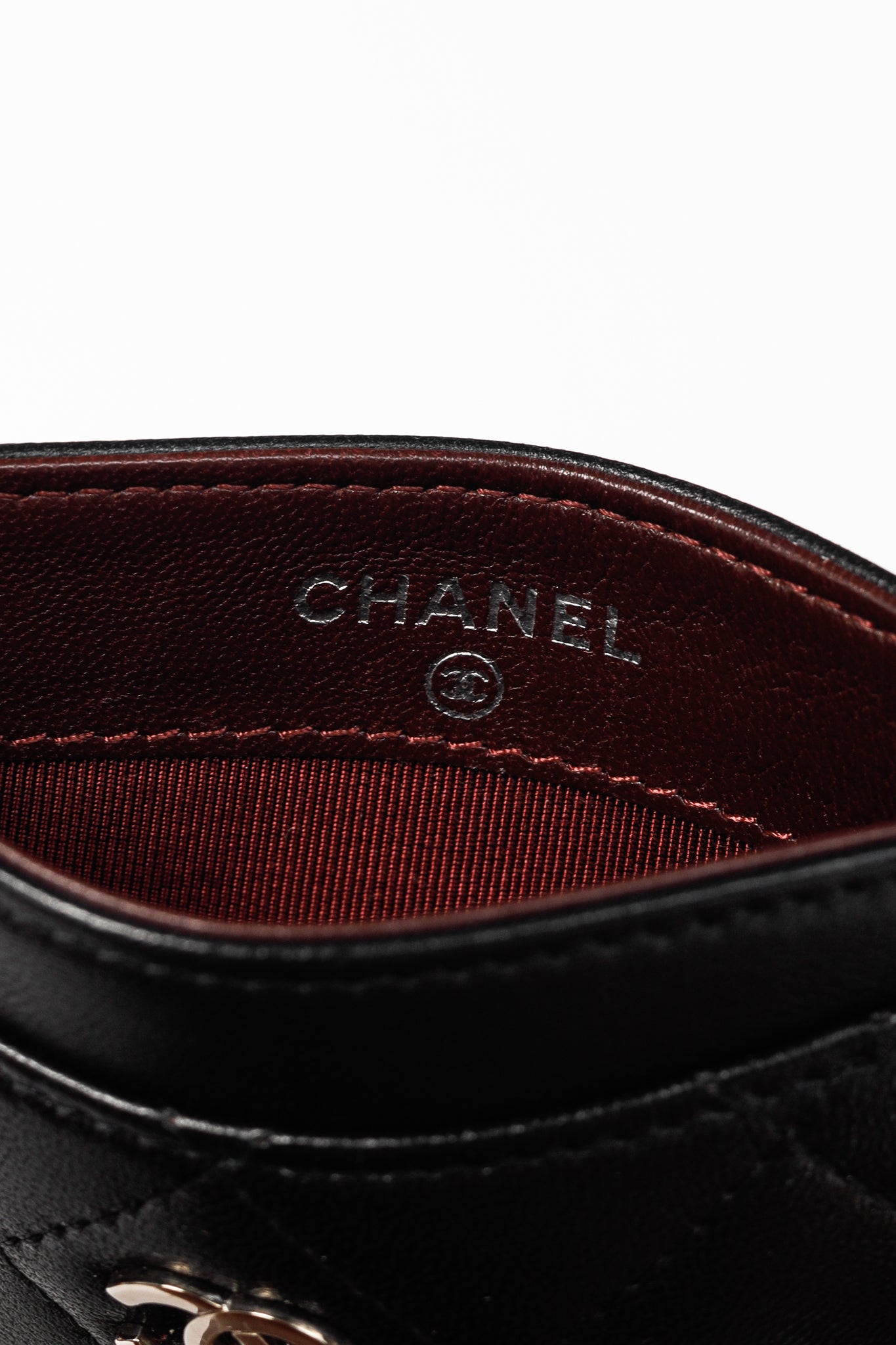 Chanel Black Lambskin Leather Quilted CC Card Holder