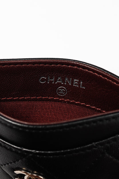 Chanel Black Lambskin Leather Quilted CC Card Holder