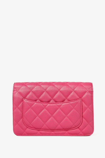 Chanel Silver Strap Pink Magenta Caviar Wallet-on-Chain