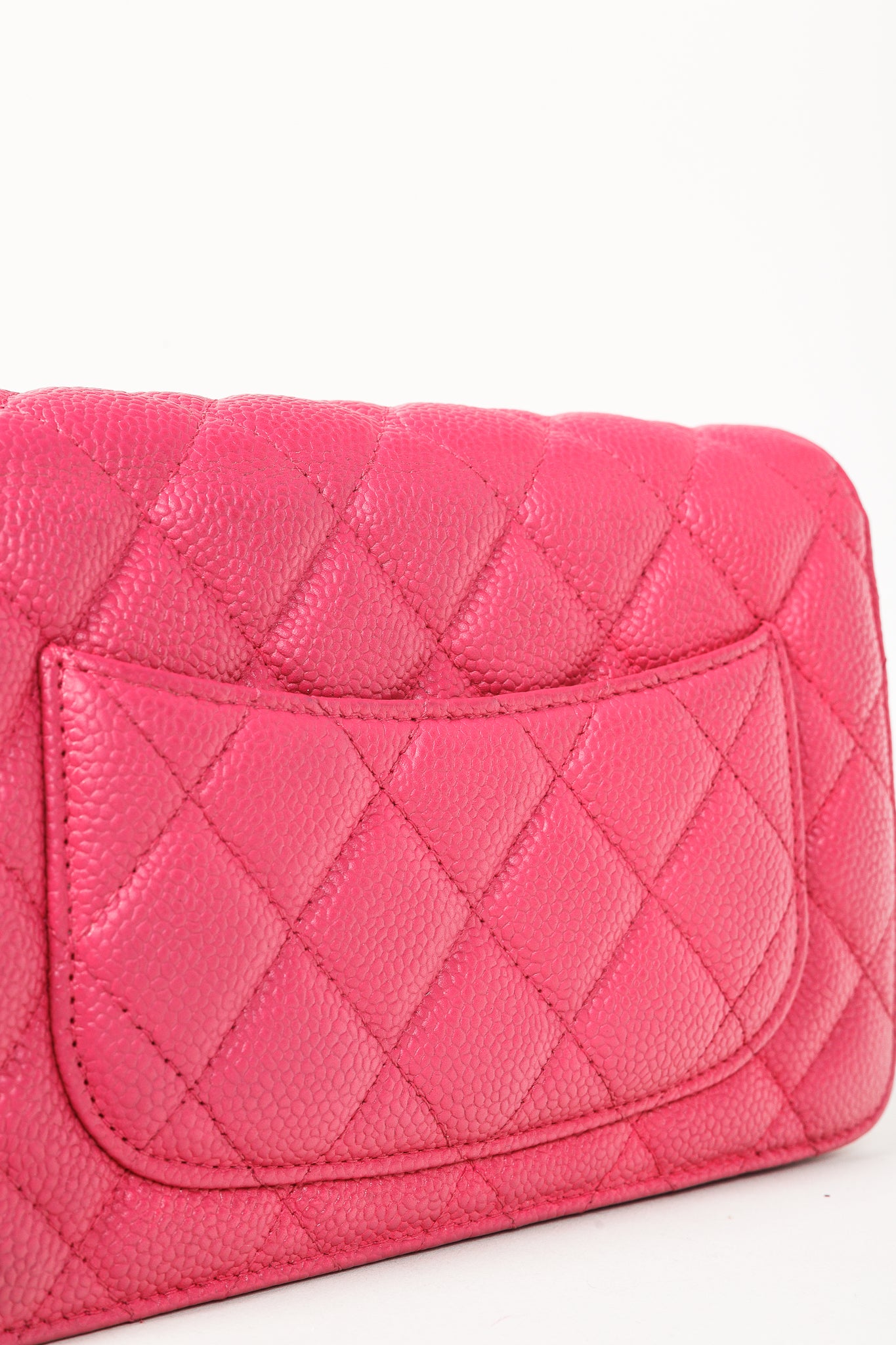 Chanel Silver Strap Pink Magenta Caviar Wallet-on-Chain