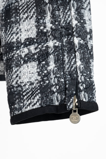 Chanel Reversible Grey Tweed-Printed & Black Nylon Jacket