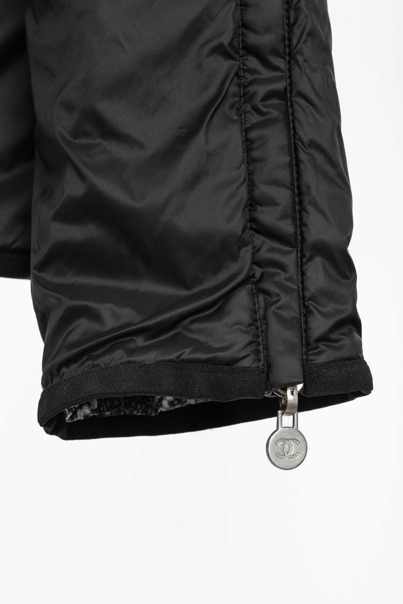 Chanel Reversible Grey Tweed-Printed & Black Nylon Jacket