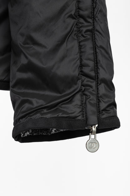 Chanel Reversible Grey Tweed-Printed & Black Nylon Jacket