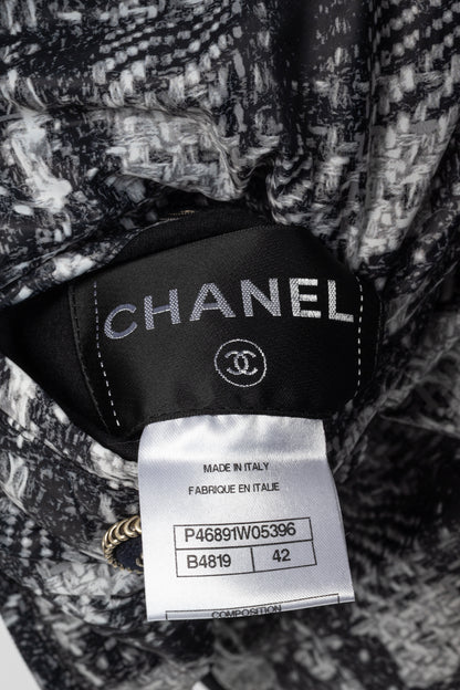 Chanel Reversible Grey Tweed-Printed & Black Nylon Jacket