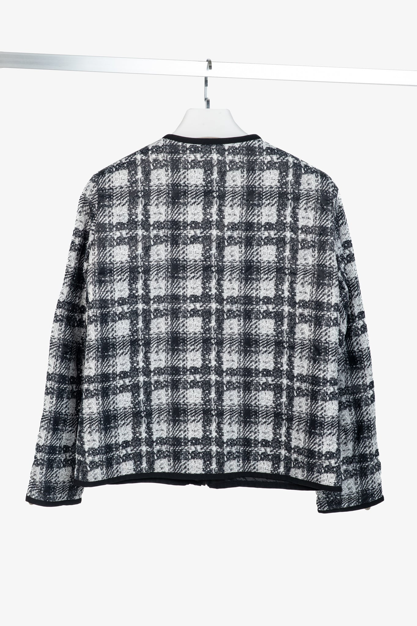 Chanel Reversible Grey Tweed-Printed & Black Nylon Jacket