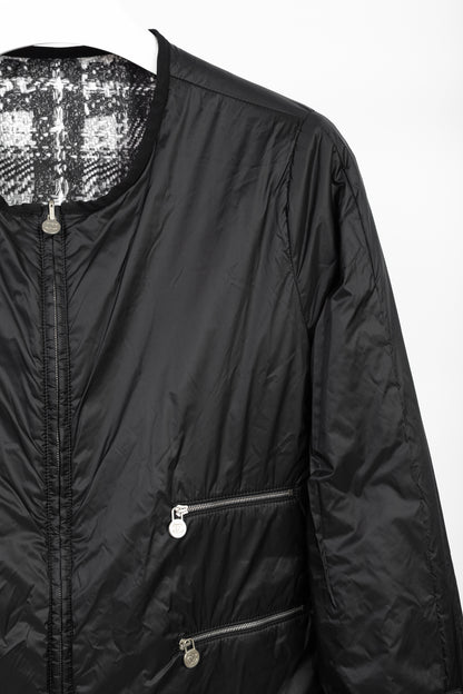 Chanel Reversible Grey Tweed-Printed & Black Nylon Jacket