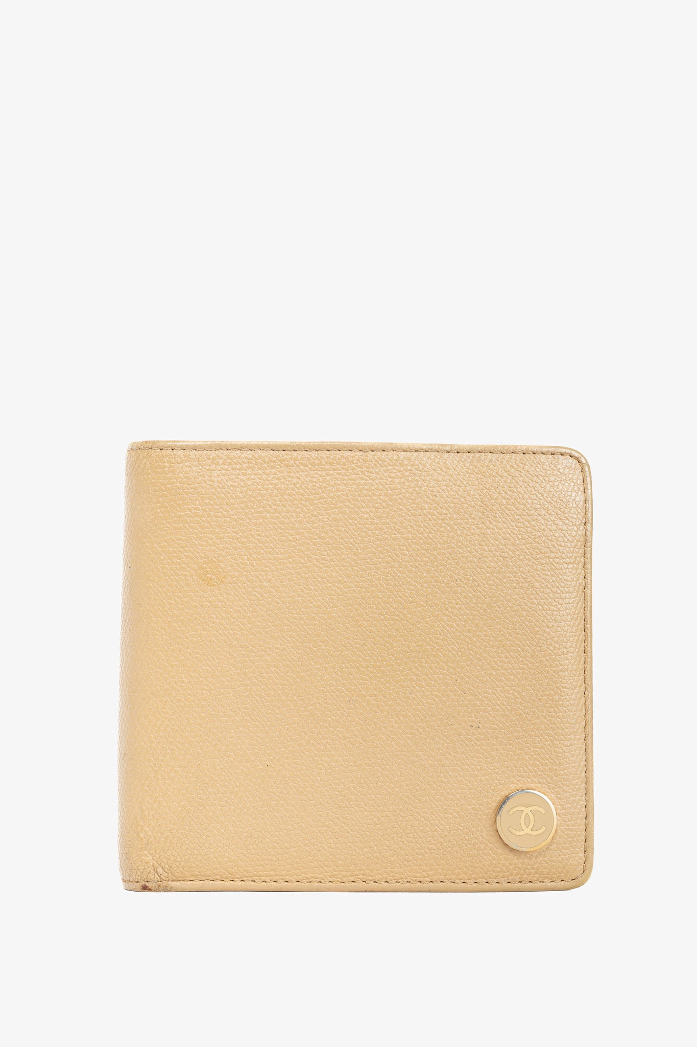Chanel Camel Caviar Leather CC-Logo Bifold Wallet