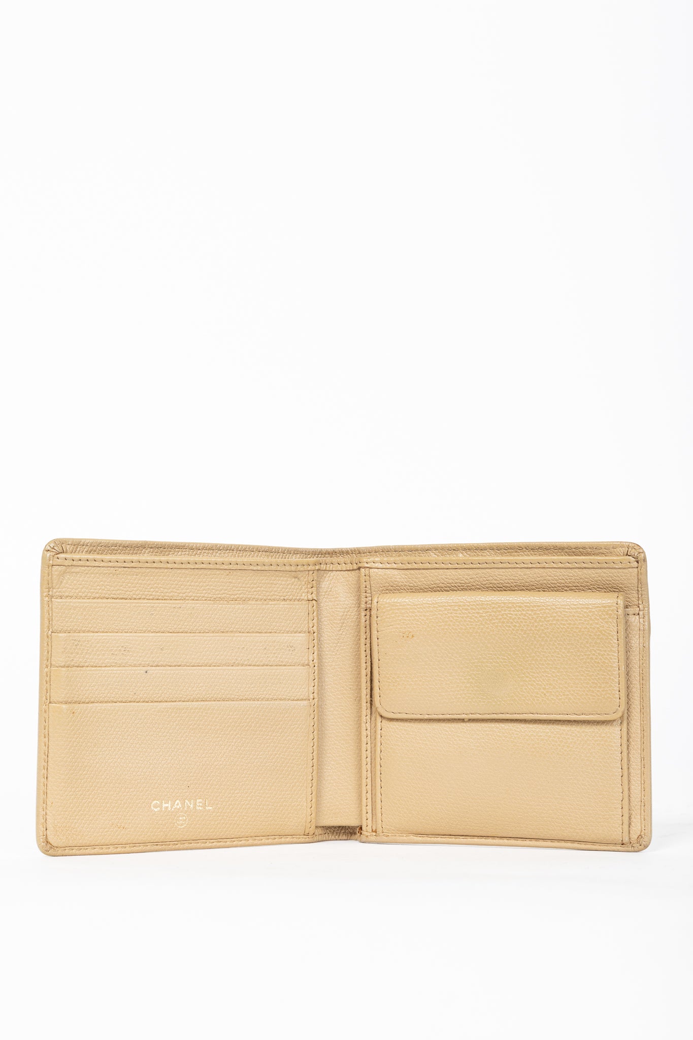 Chanel Camel Caviar Leather CC-Logo Bifold Wallet