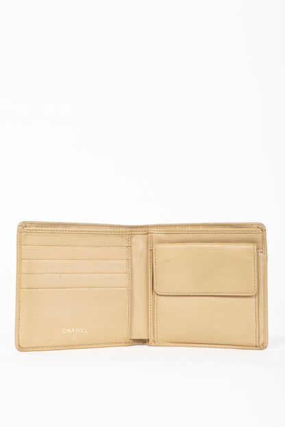 Chanel Camel Caviar Leather CC-Logo Bifold Wallet