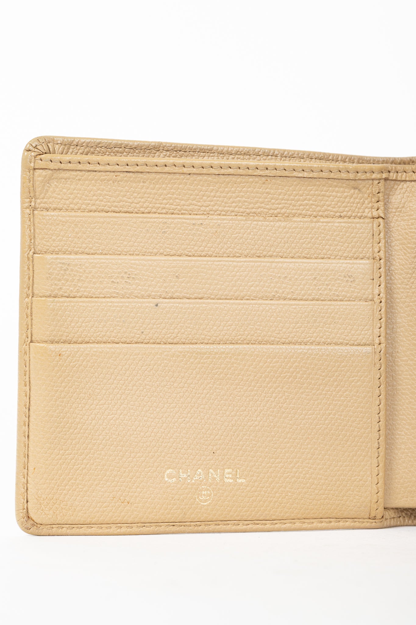 Chanel Camel Caviar Leather CC-Logo Bifold Wallet