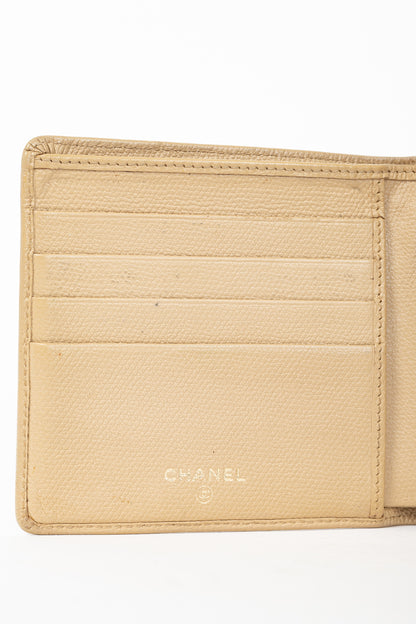 Chanel Camel Caviar Leather CC-Logo Bifold Wallet