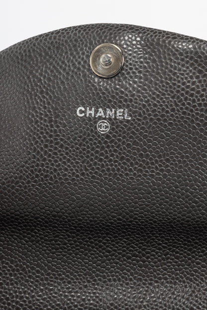 Chanel 12A Anthracite Caviar Leather CC Half Moon WOC