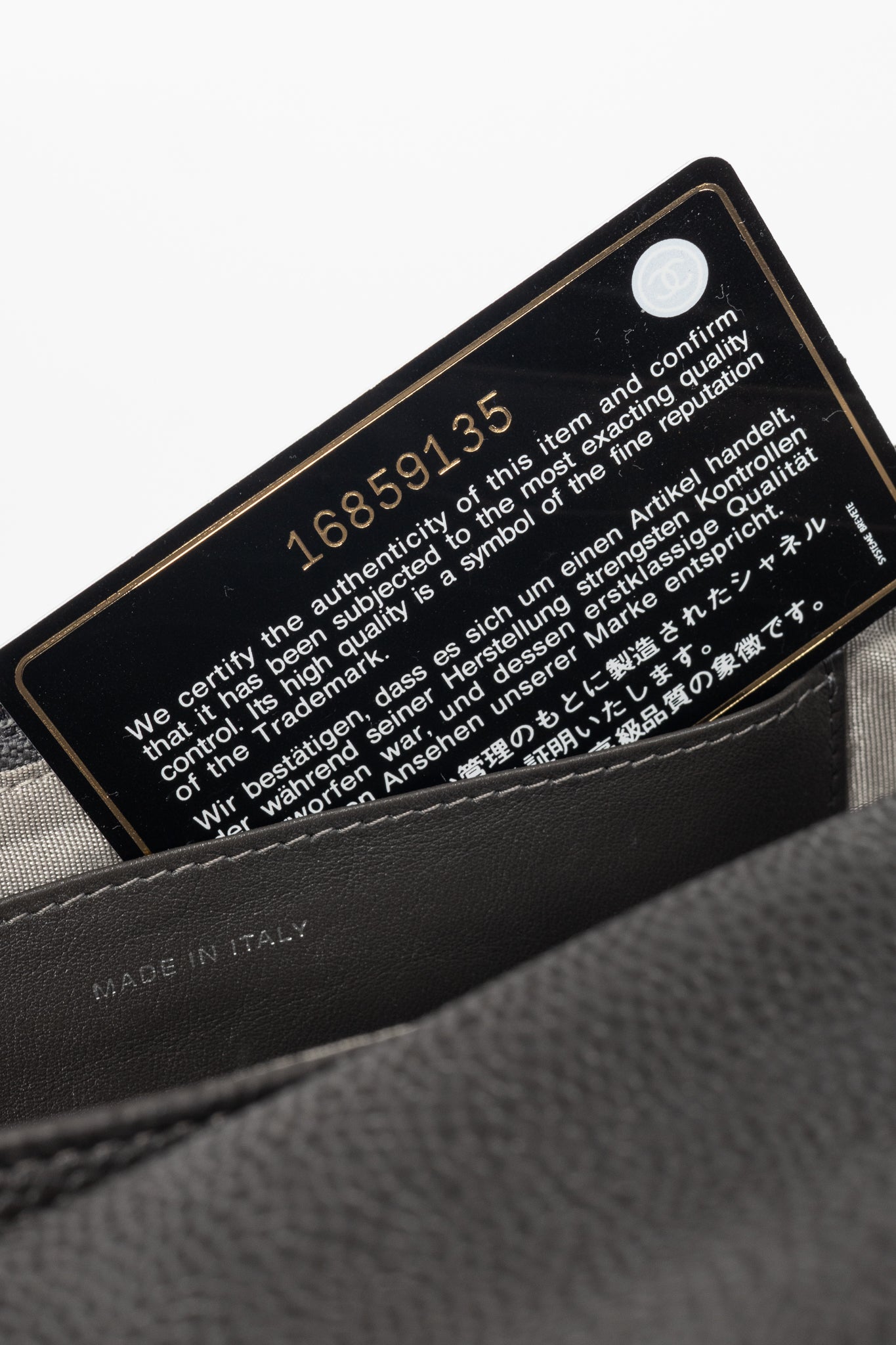 Chanel 12A Anthracite Caviar Leather CC Half Moon WOC