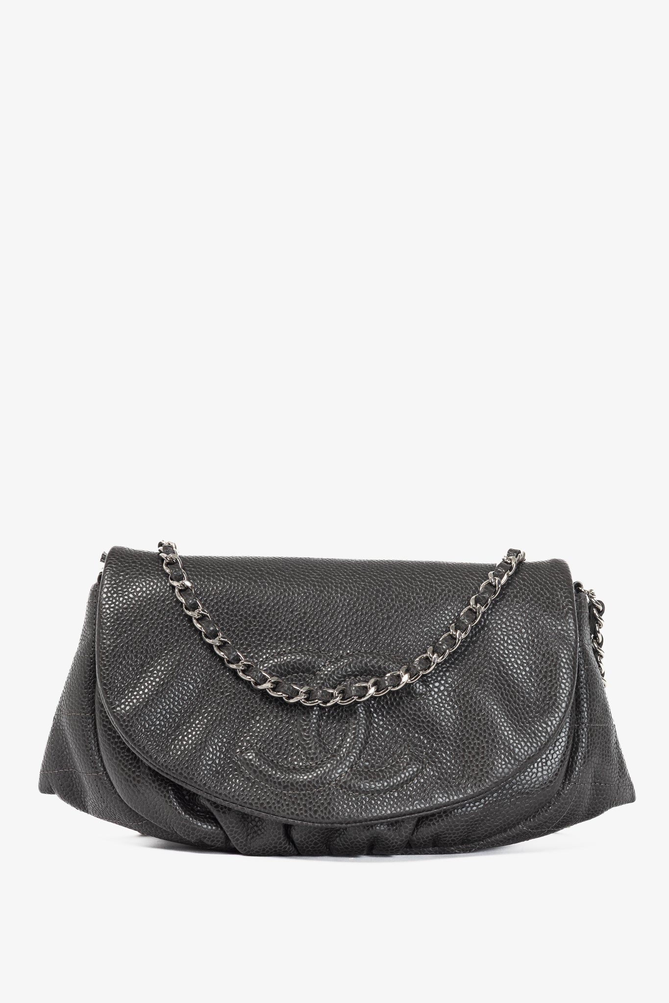 Chanel 12A Anthracite Caviar Leather CC Half Moon WOC