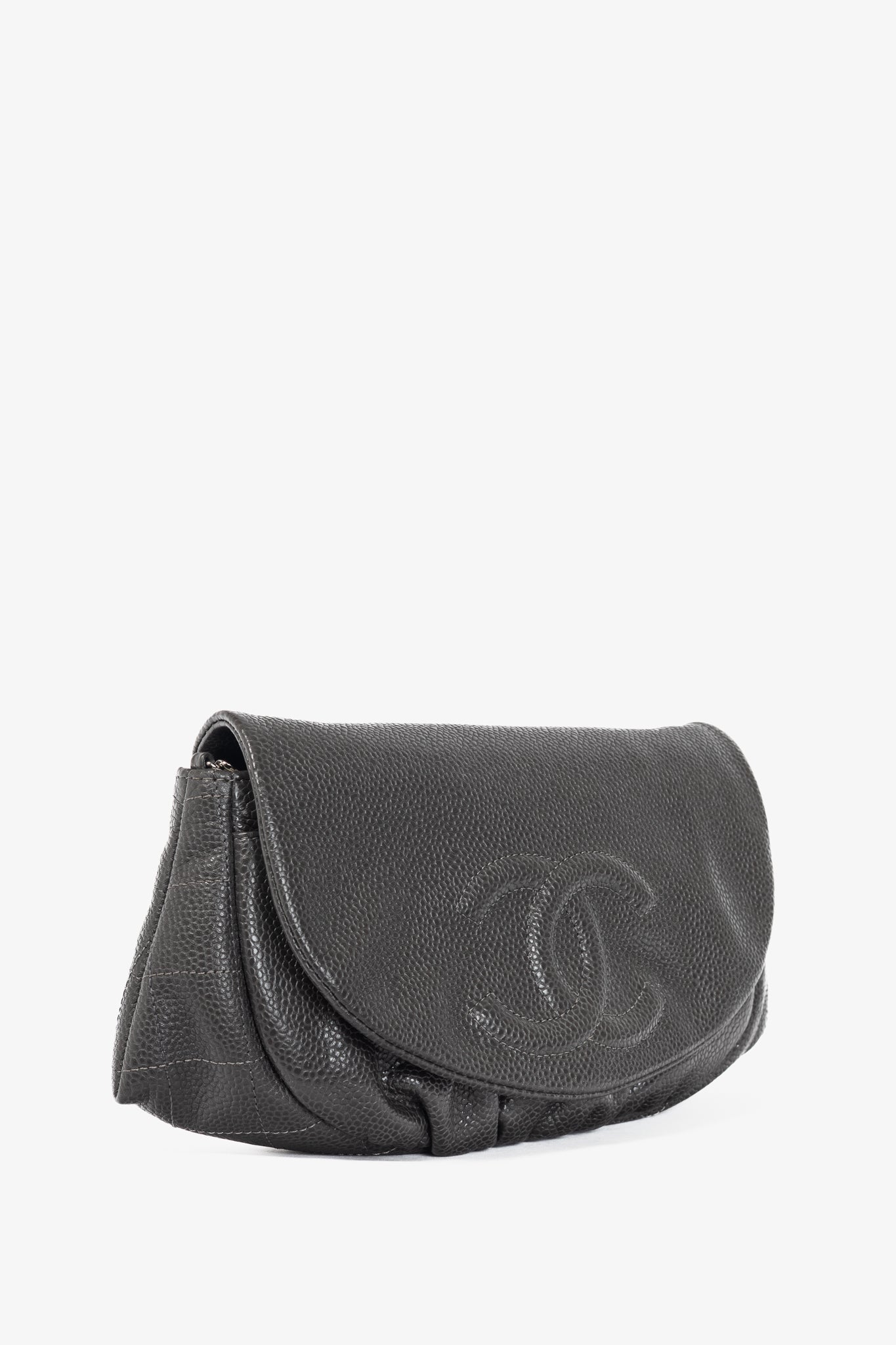 Chanel 12A Anthracite Caviar Leather CC Half Moon WOC