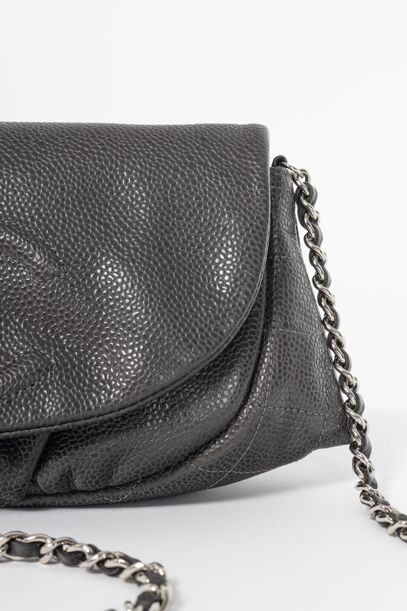 Chanel 12A Anthracite Caviar Leather CC Half Moon WOC