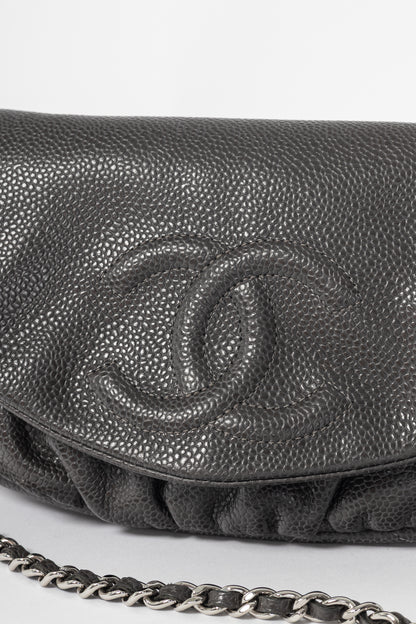 Chanel 12A Anthracite Caviar Leather CC Half Moon WOC