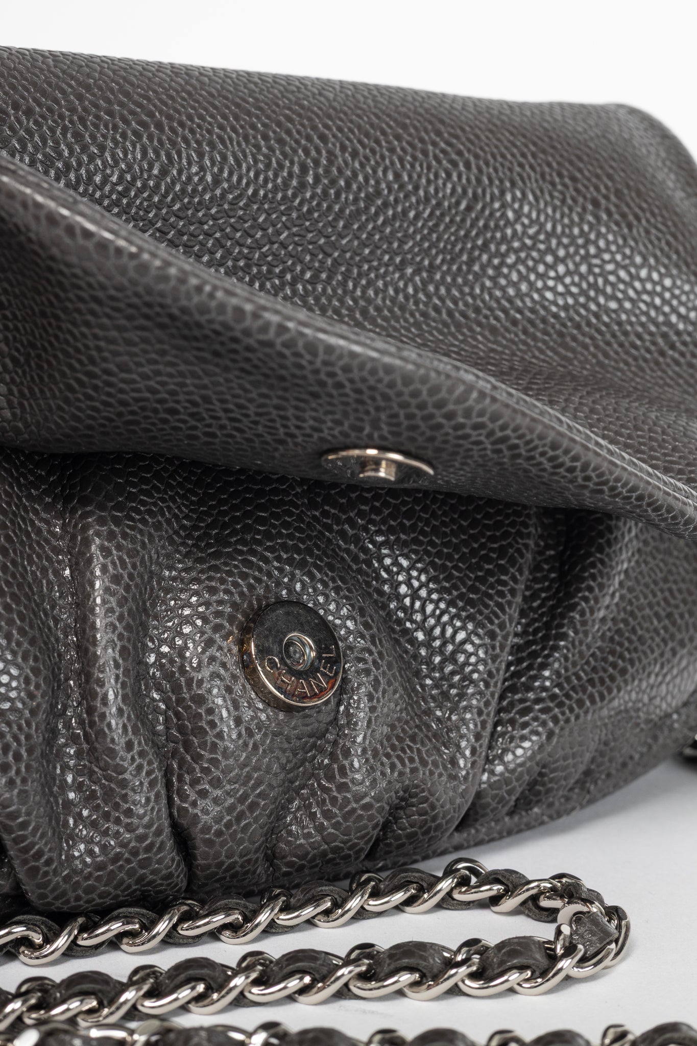 Chanel 12A Anthracite Caviar Leather CC Half Moon WOC