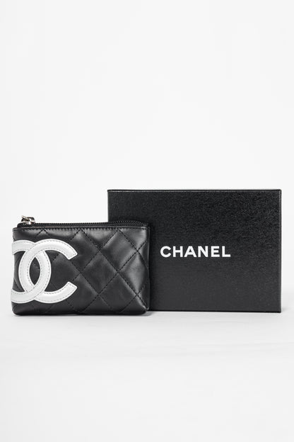 Chanel 12C Noir & Argen Cambon CC Quilted Card Case