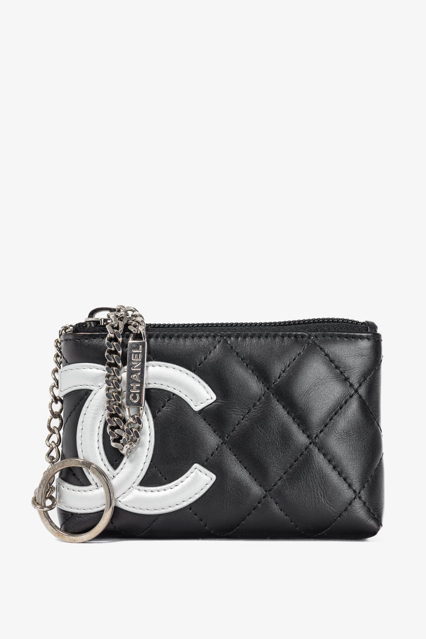 Chanel 12C Noir & Argen Cambon CC Quilted Card Case